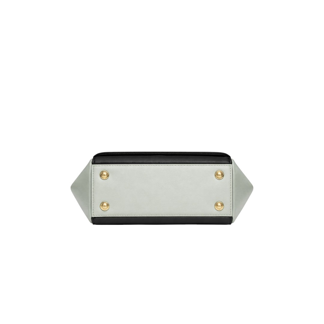 Dodel Two-Tone Top Handle Flap Handbag