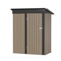 Patiowell 5 ft. W x 3 ft. D Outdoor Storage Brown Metal Shed with Sloping Roof and Lockable Door (14.5 Sq. ft.)