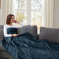 Altavida 12-Lb. Faux Mink to Microfiber Weighted Blanket, Blue, 12 lbs