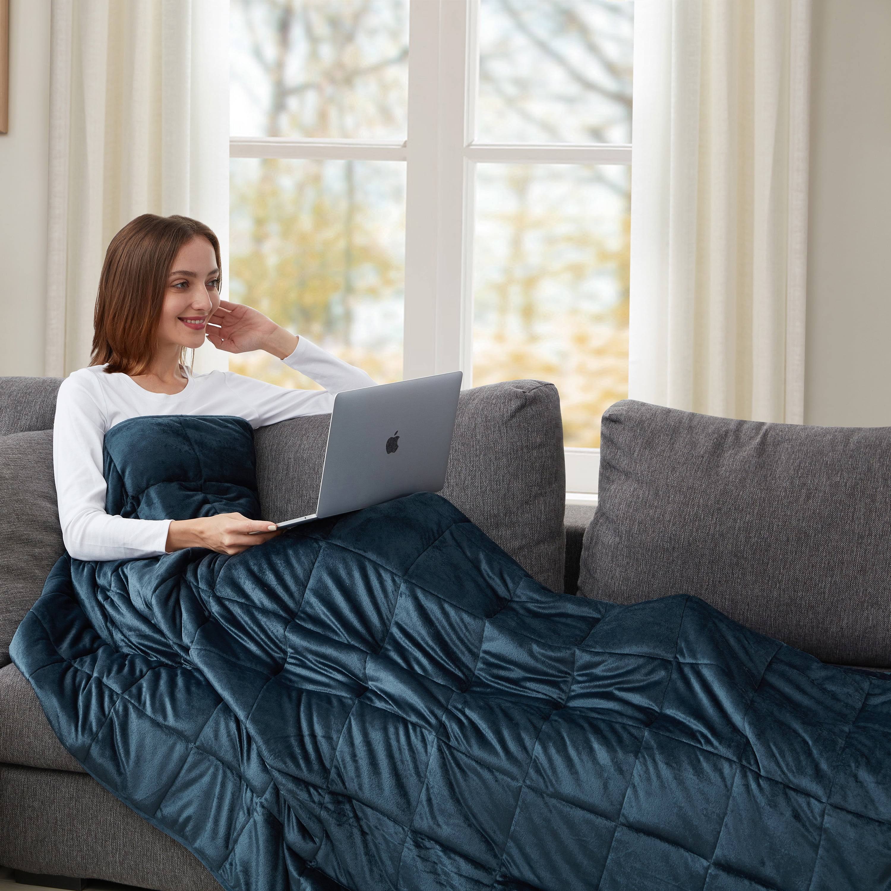 Altavida 12-Lb. Faux Mink to Microfiber Weighted Blanket, Blue, 12 lbs