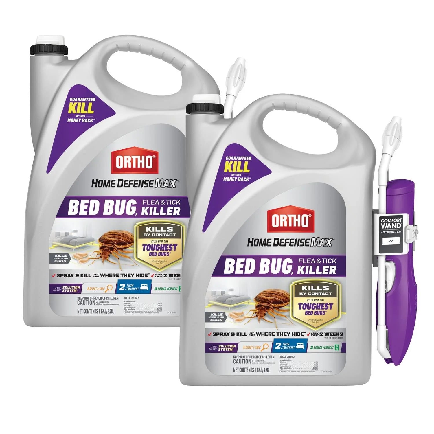 Ortho Home Defense Max Bed Bug, Flea & Tick Killer with Comfort Wand, 1 gal. (2-Pack)
