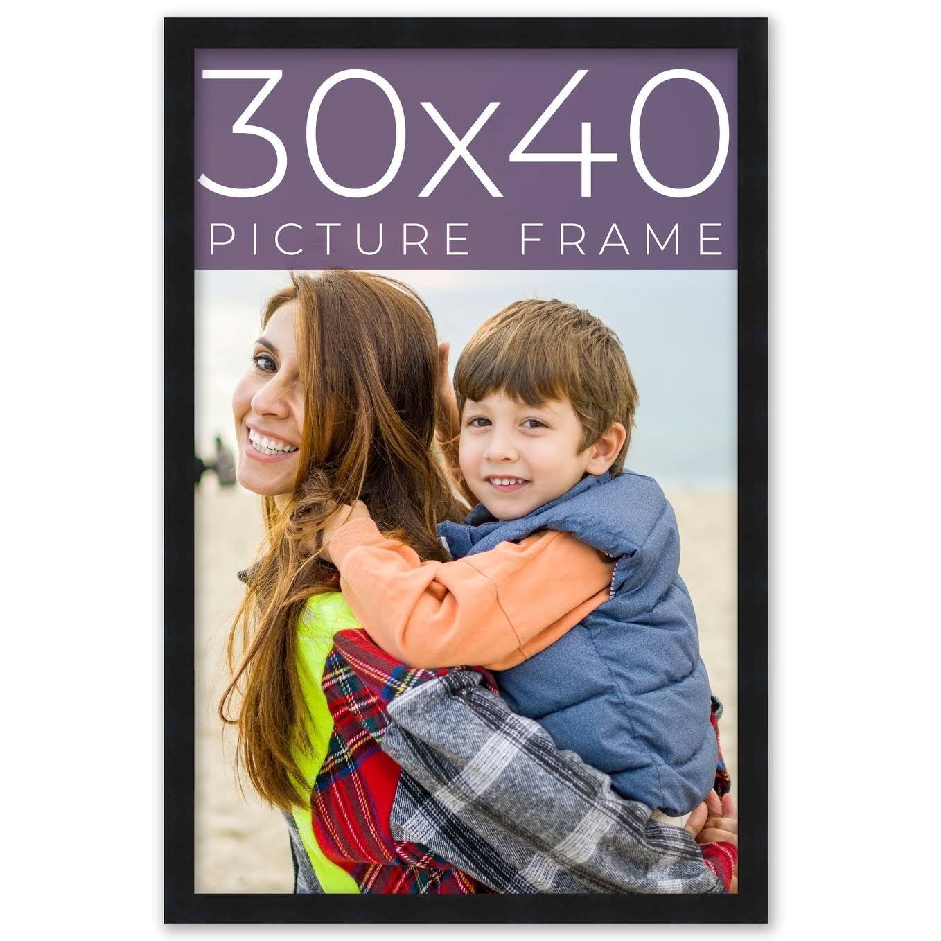 30x40 Black Picture Frame - Wood Picture Frame Complete with UV - Noir Classique
