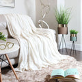 Nestl Cut Plush Fleece Throw Blanket - Super Soft Lightweight Fuzzy Luxury Bed Blanket for Sofa Couch Bed, Throw (50 inch x 60 inch) White, Size: