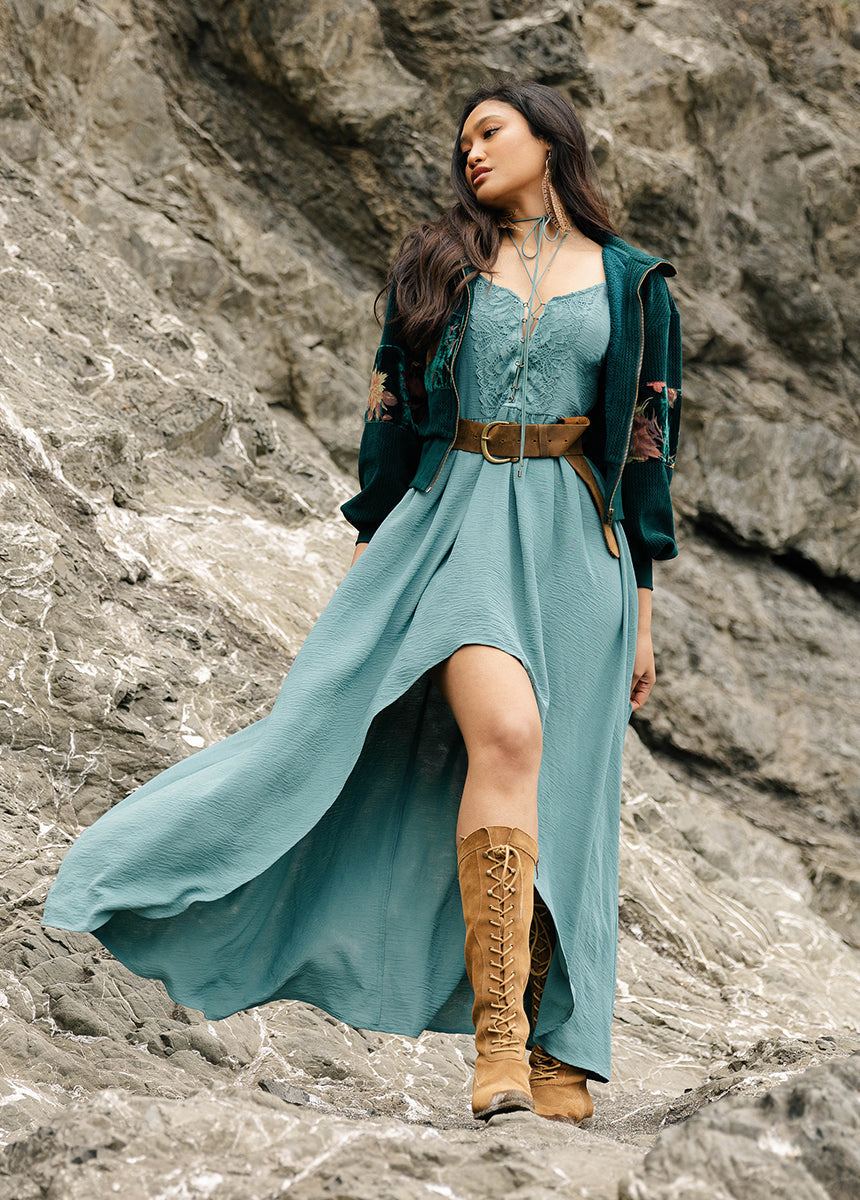Women Holland Dress in Dusty Teal