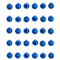 Nearly Natural Holiday Christmas 30 Count 2.5 inch Shatterproof Ornament Set with Re-Useable Storage Container, Blue