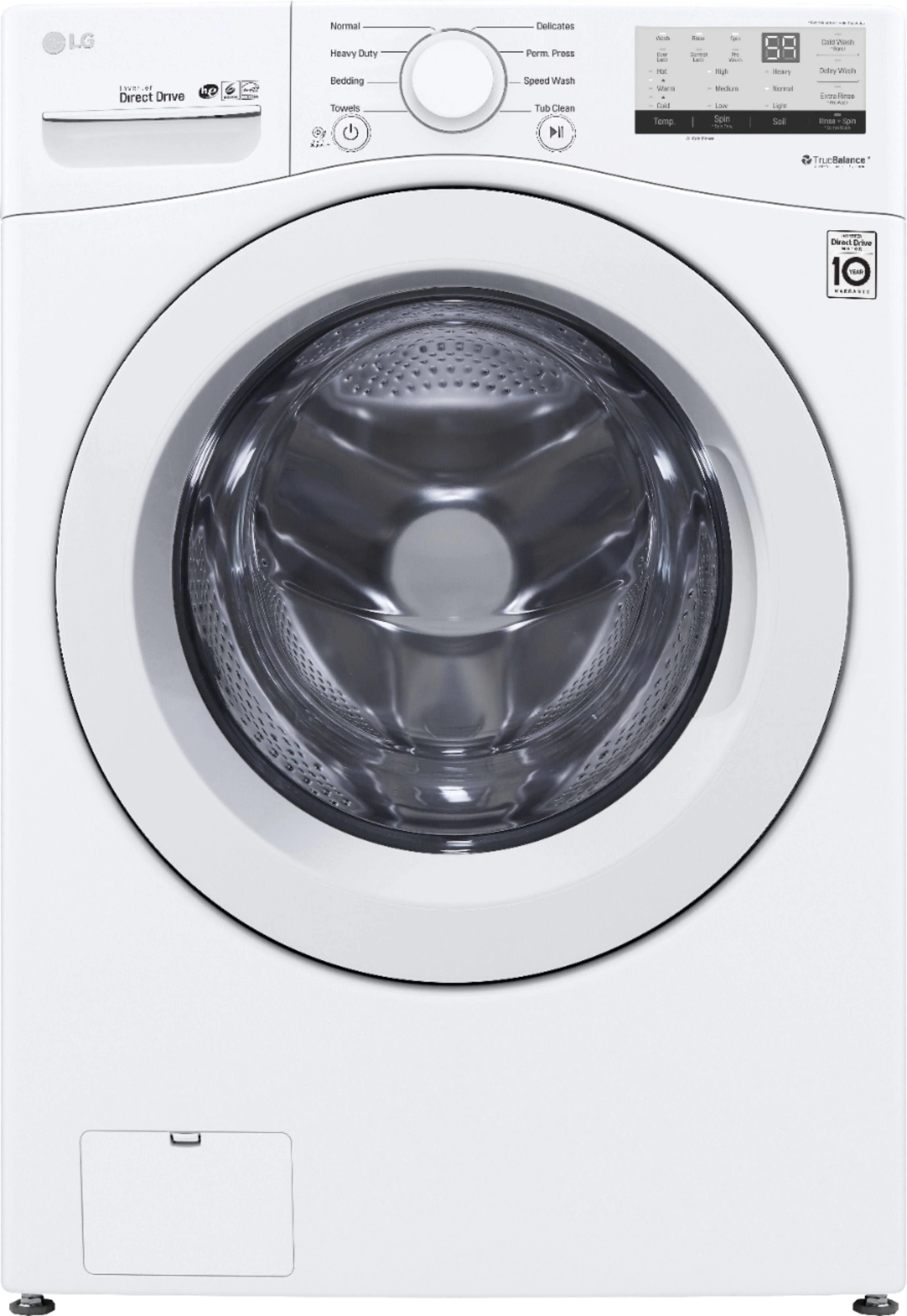 LG - 4.5 Cu. ft. High Efficiency Stackable Front-Load Washer with 6Motion Technology - White