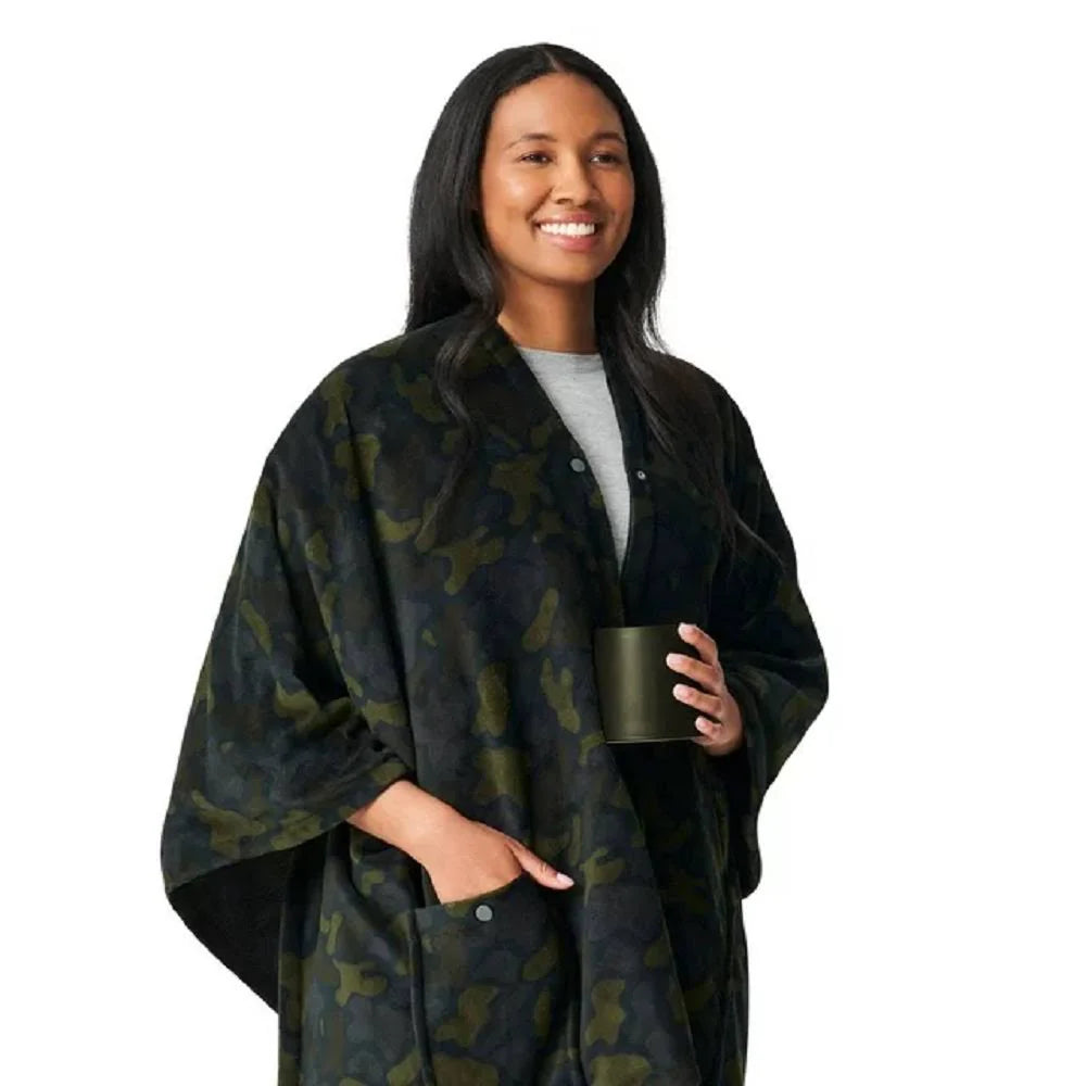 Sunbeam Cordless, On-The-Go Electric Heated Throw Blanket, Camo Green, Multicolor