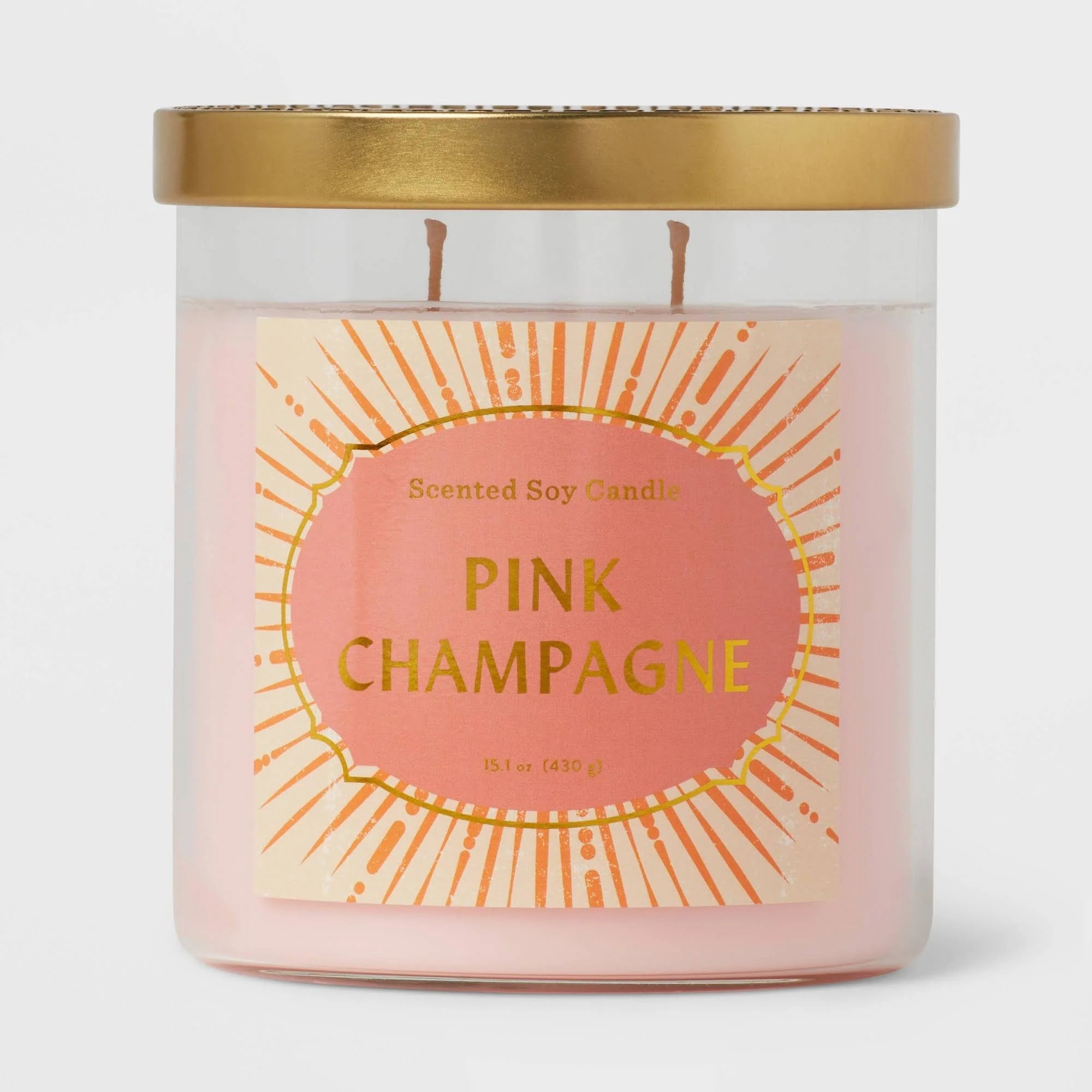 15.1oz Lidded Glass Jar 2-Wick Candle Pink Champagne - Opalhouse