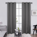 Deconovo Thermal Insulated Grommet Blackout Curtains for Bedroom Short, Room Darkening Window Drapes, 42 inch by 45 inch, Dark Grey, 2 Curtain Panels