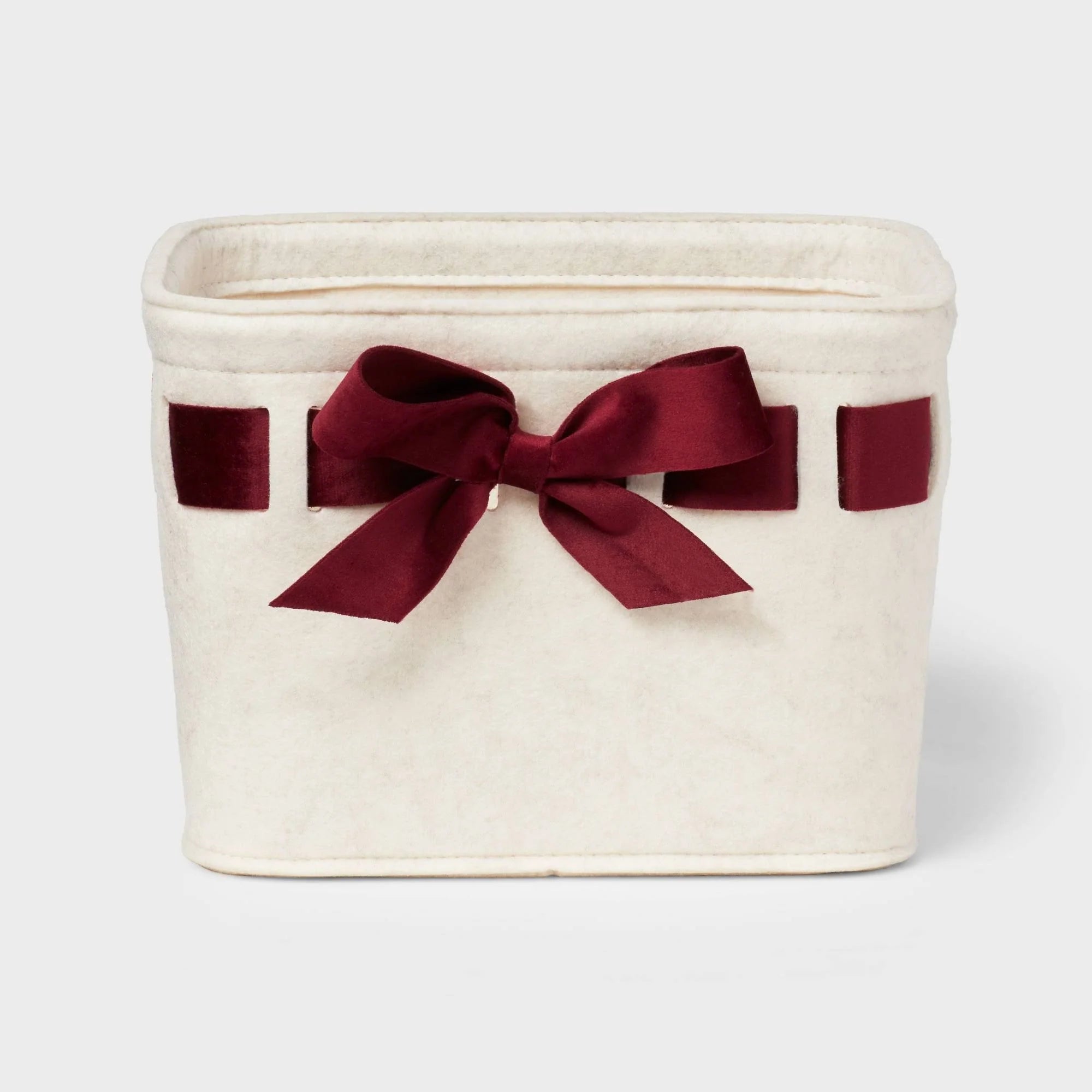 Threshold Felt Ivory Basket with Red Velvet Ribbon | Target
