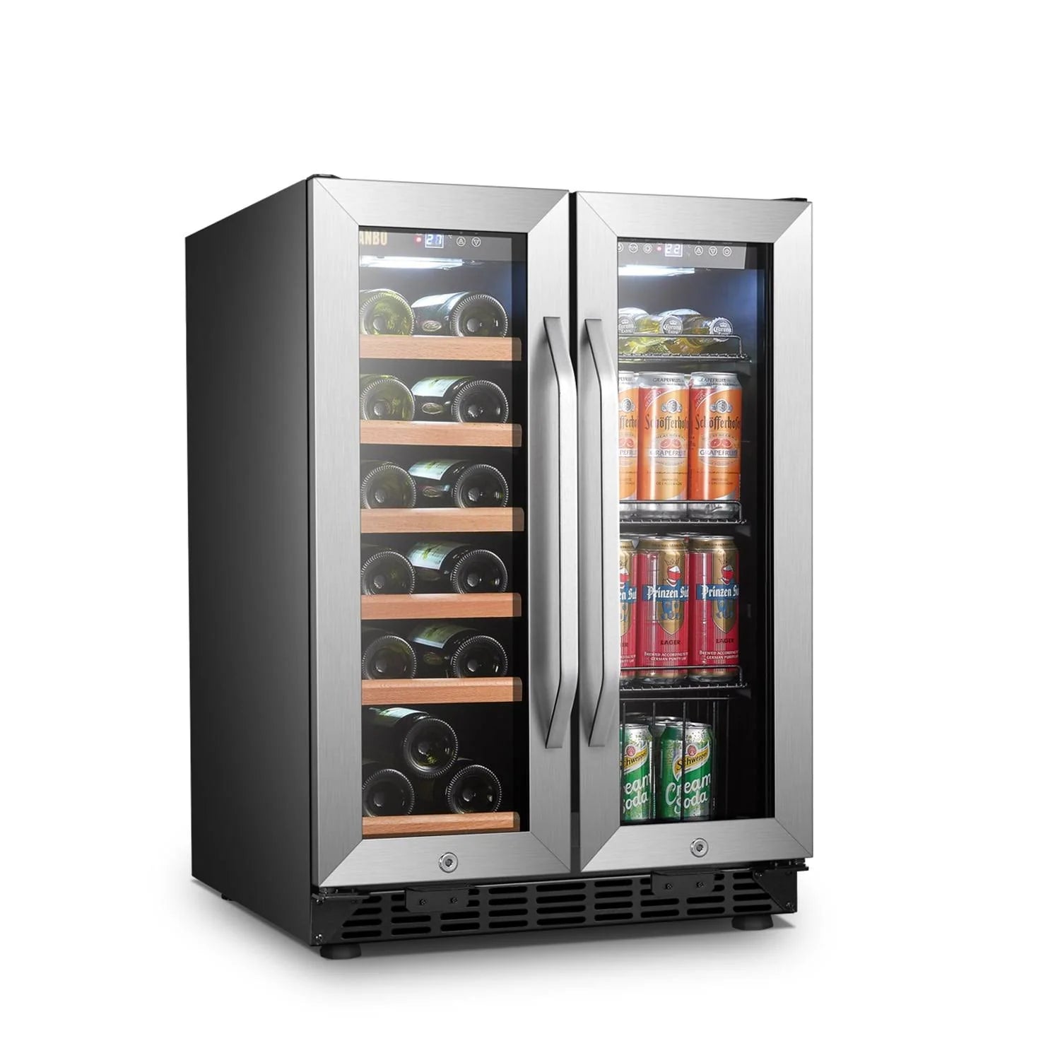 Lanbo Wine Cooler 24" Wide 18 Bottle 55 Can Dual-Zone | LB36BD