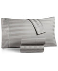 Charter Club Damask 1.5" Stripe 100% Supima Cotton 550 Thread Count 4 Pc. Sheet Set, Full, Created for Macy's - Smoke (Grey)