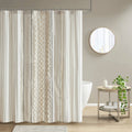 INK+IVY Imani Cotton Printed Shower Curtain with Chenille - Ivory