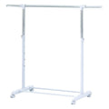 Adjustable Rolling Garment Rack Metal Chrome, White