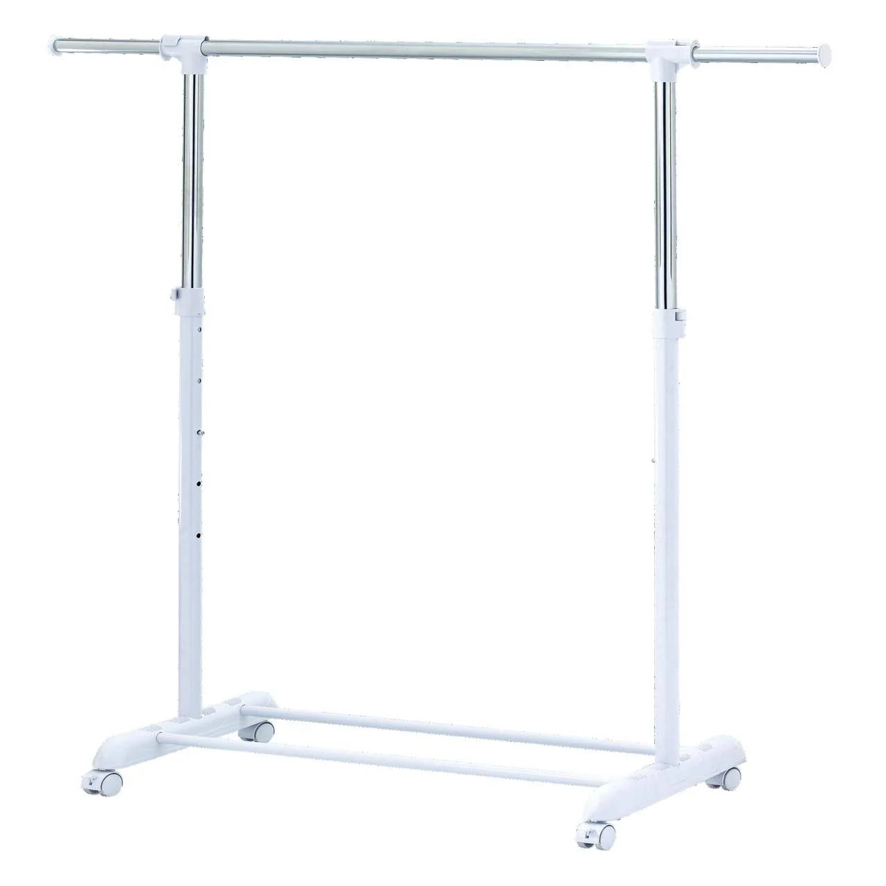 Adjustable Rolling Garment Rack Metal Chrome, White