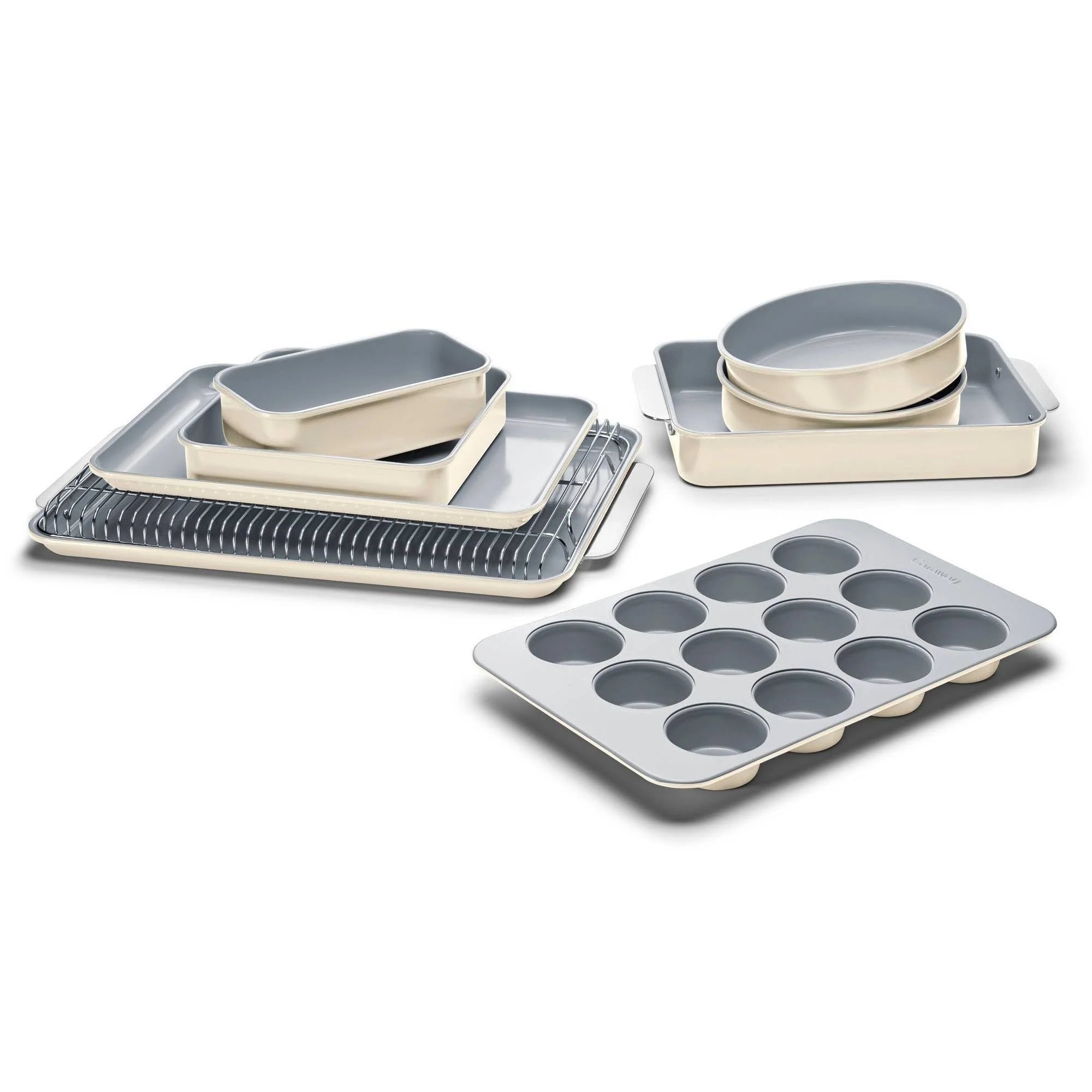Caraway Home Non-Stick Ceramic Bakeware Set, 11-Piece - Cream