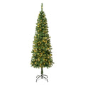 National Tree Company First Traditions 6' Pre-Lit LED Slim Linden Spruce Artificial Christmas Tree Warm White Lights