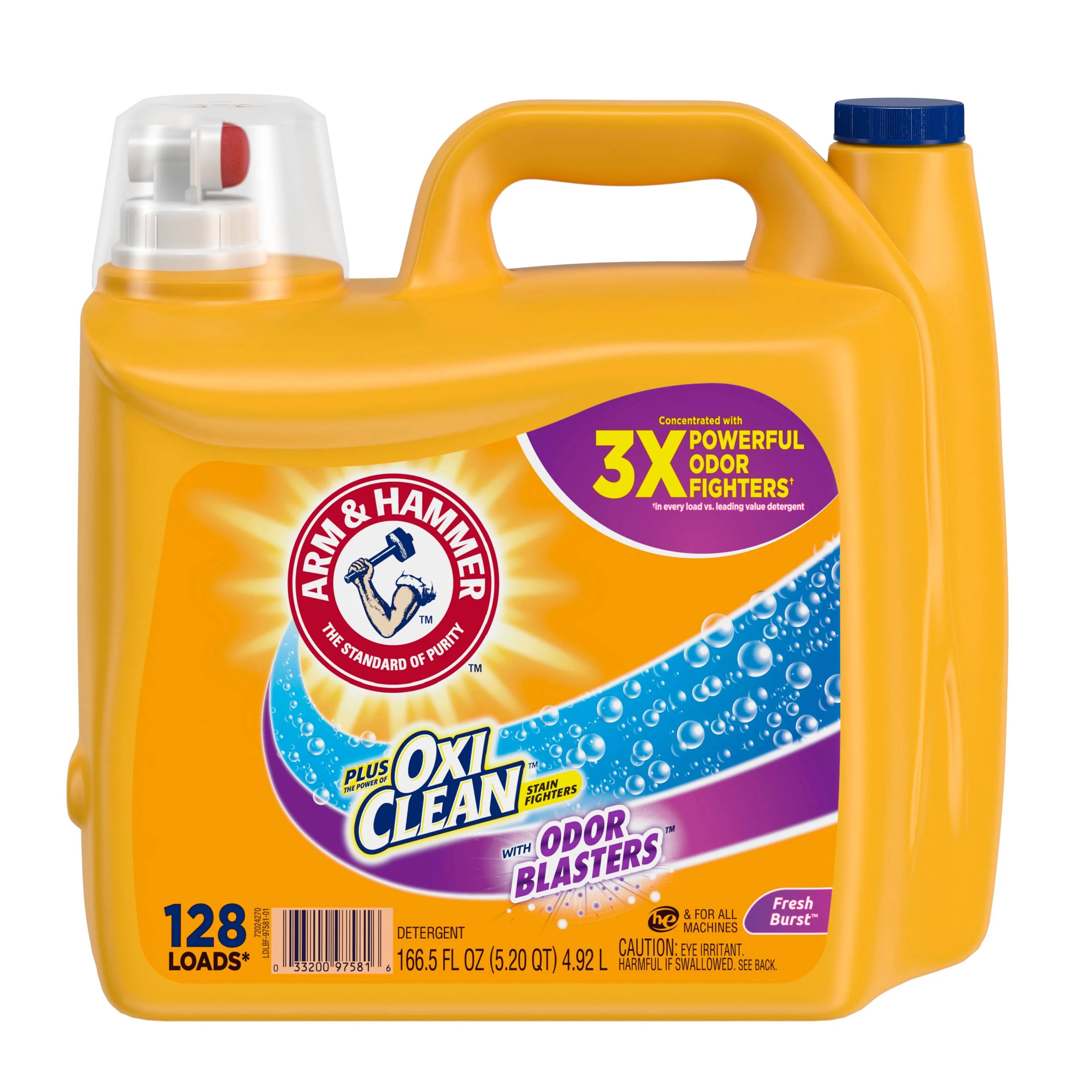Arm & Hammer 166.5 fl. oz. Plus OxiClean Odor Blasters Fresh Burst Liquid Laundry Detergent, 128 Loads