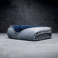 LUXOME Premium 15lb Weighted Blanket | Includes Removable Minky Cover | Full Size | 54"x72" - Navy/Gray
