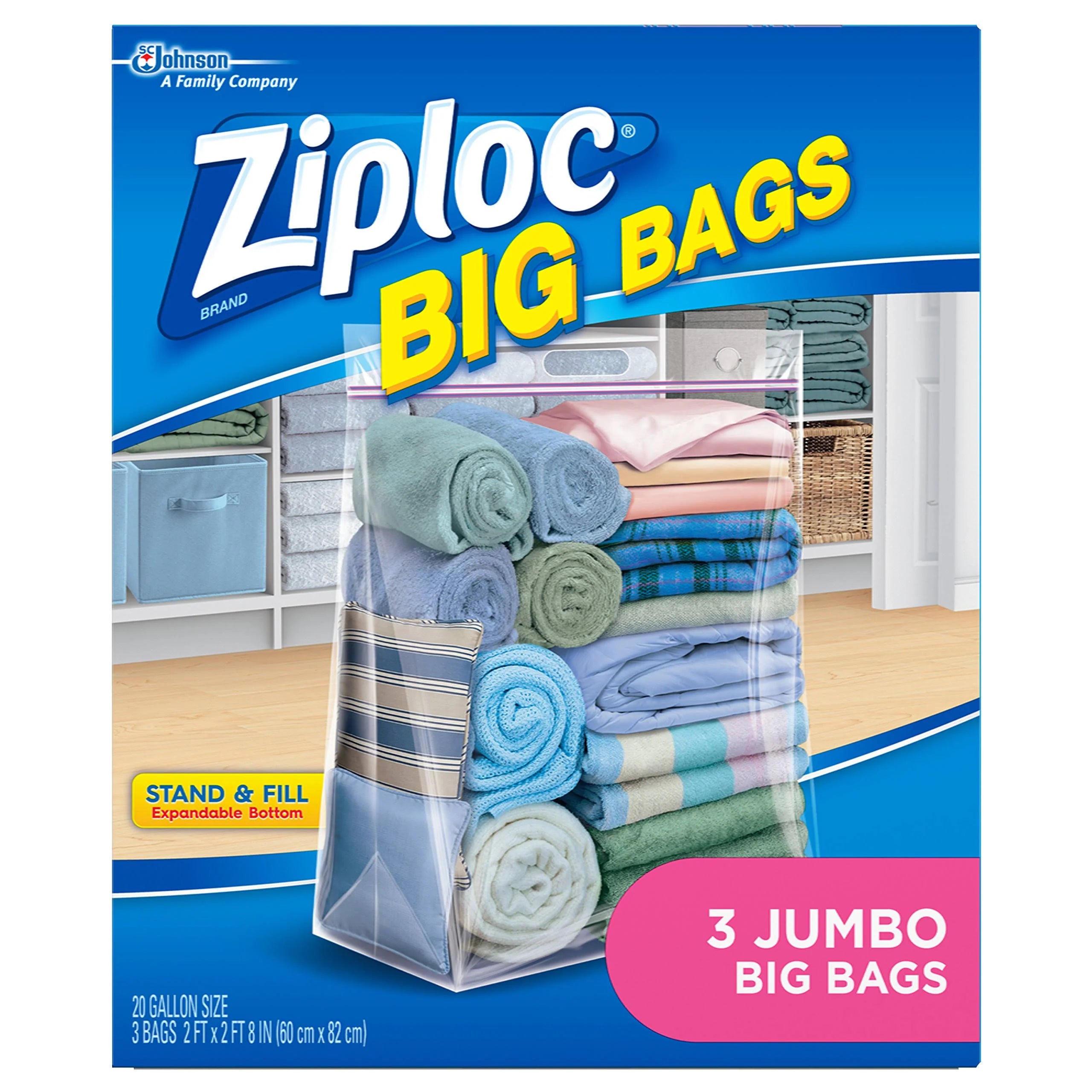 Ziploc Big Bag Double Zipper, 3 Jumbo Big Bags