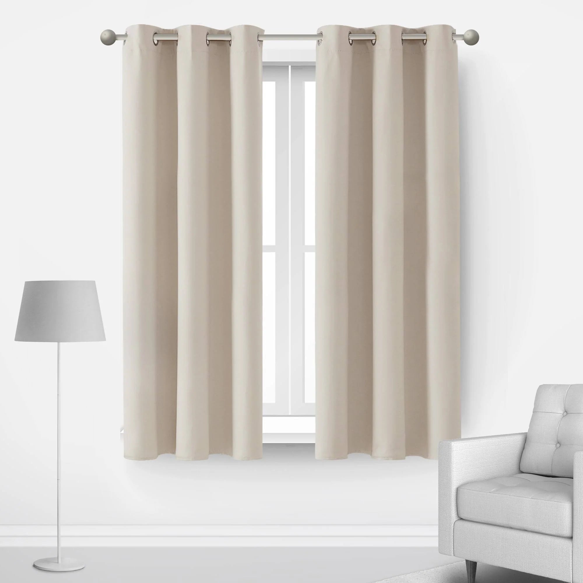 Deconovo Room Darkening Drapes Thermal Insulated Curtains Grommet Curtain Panel 42 inch by 45 inch Light Beige Set of 2