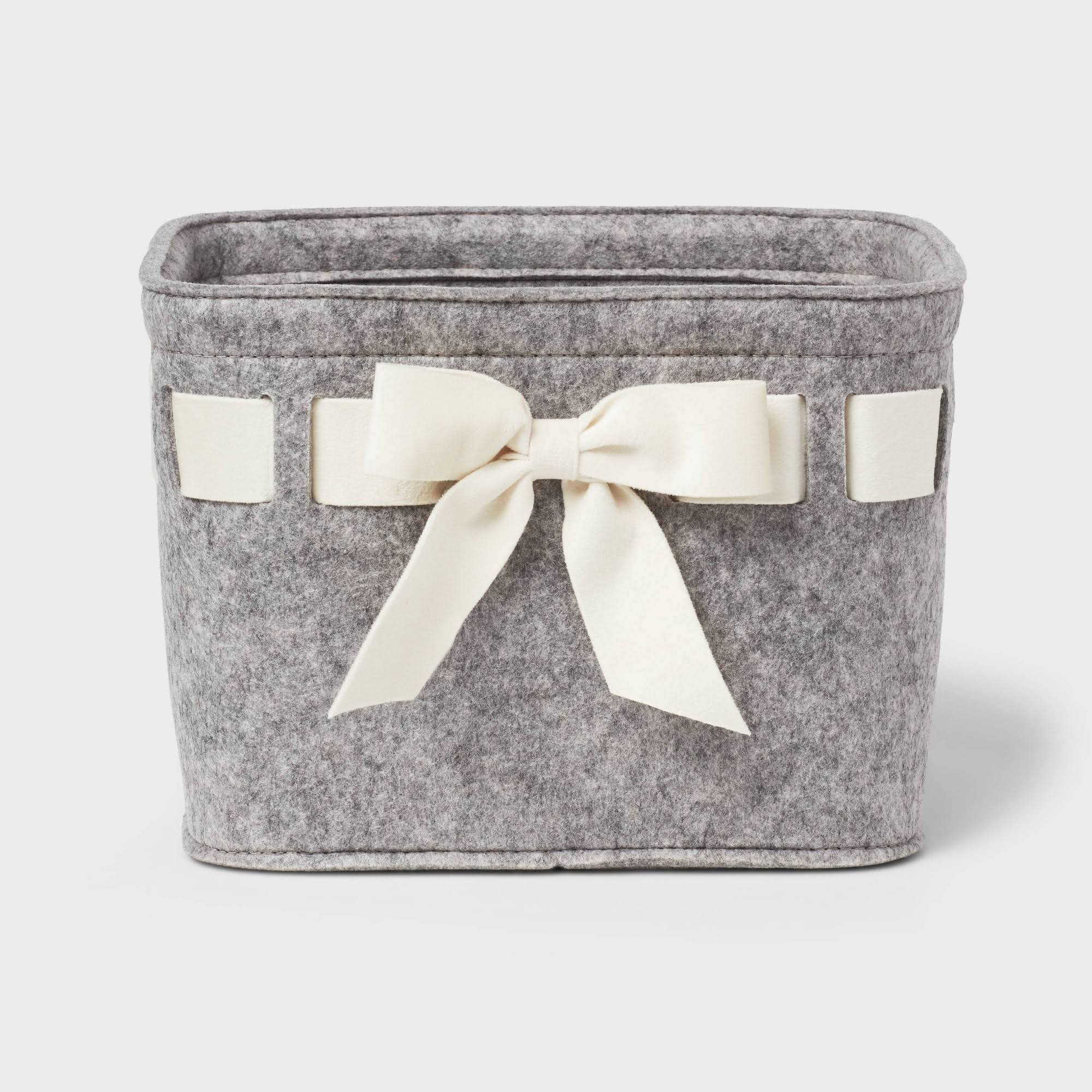Threshold Felt Gray Basket with Ivory Velvet Ribbon | Target