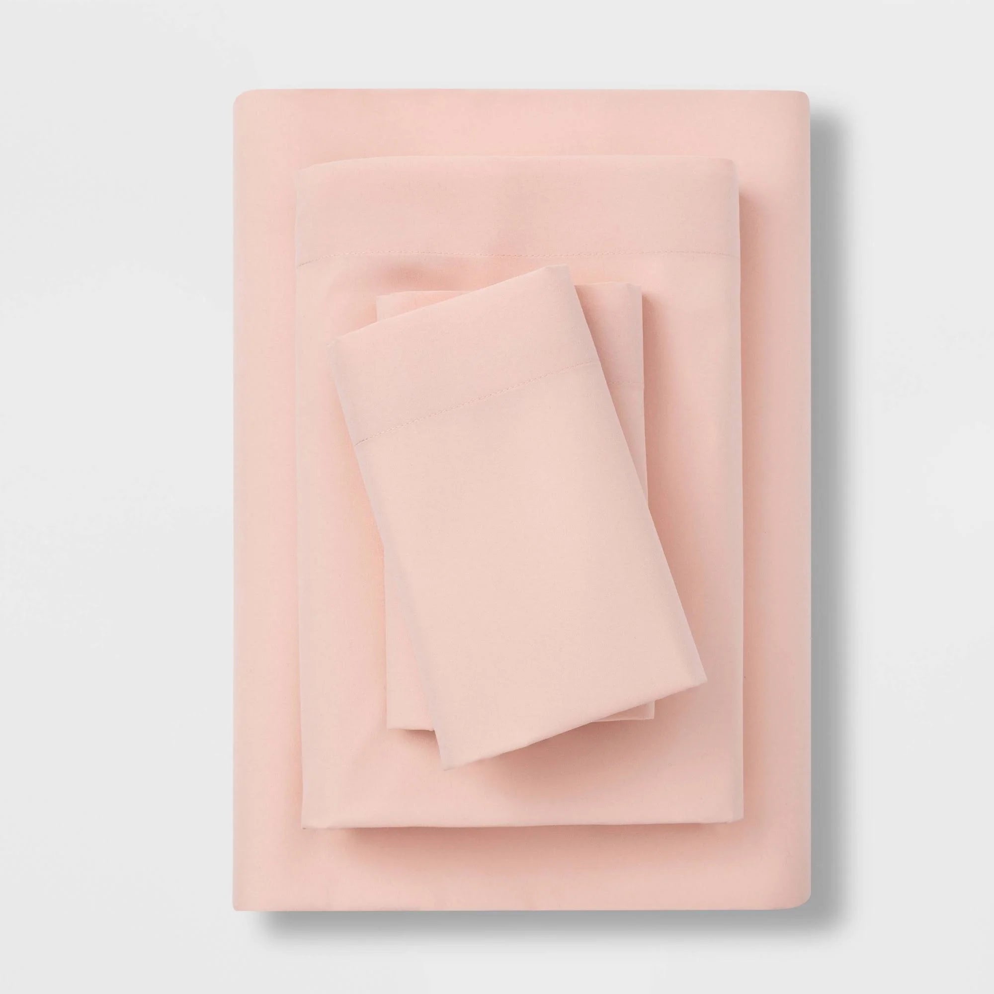 Full Microfiber Solid Sheet Set Blush - Room Essentials