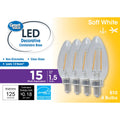 Great Value LED Light Bulb, 1.5 Watts (15w Equivalent) B10 Deco Lamp E12 Candelabra Base, Non-Dimmable, Soft White, 4-Pack