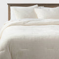 3PC Full/Queen Luxe Faux Fur Comforter and Sham Set Ivory - Threshold