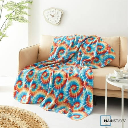 Mainstays Multicolor Tie Dye Fleece Throw Blanket, Standard Throw