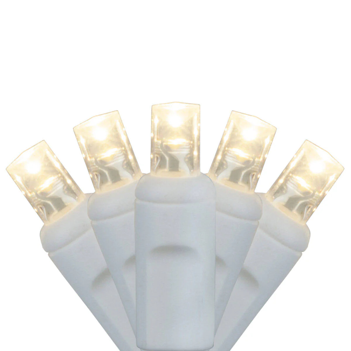 25 5mm Warm White LED Craft Lights, 3.5" Spacing, White Wire