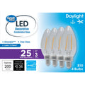 Great Value LED Light Bulb, 3W (25w Equivalent) B10 Deco Lamp E12 Candelabra Base, Dimmable, Daylight, 4-Pack