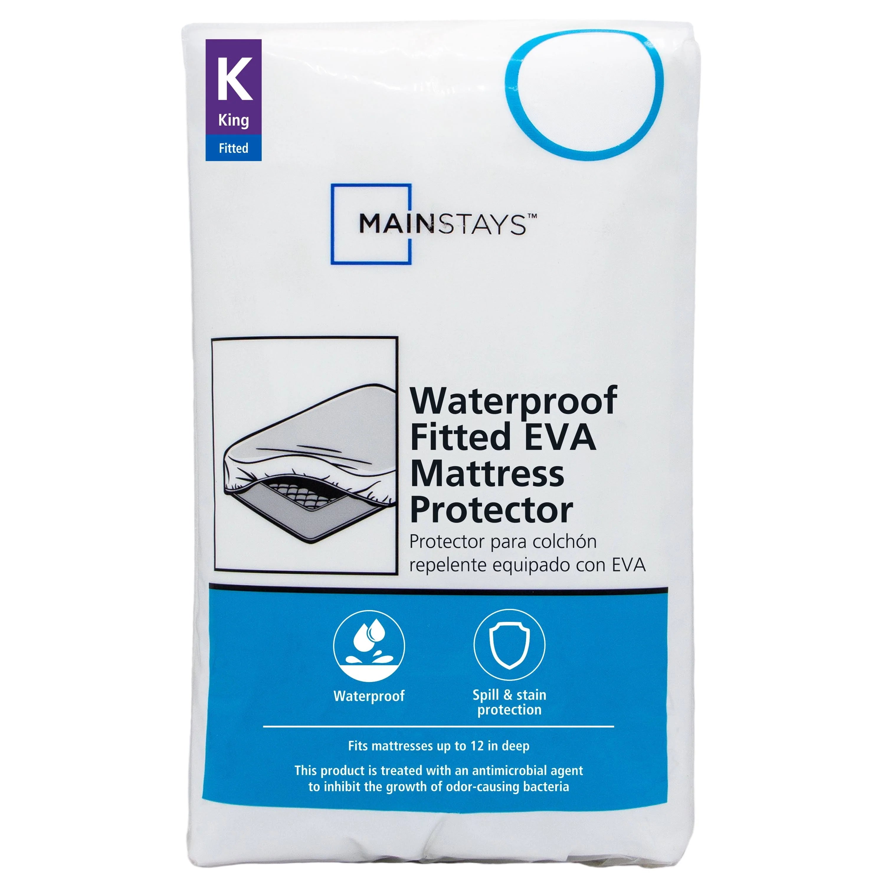 Mainstays Waterproof Eva Fitted Mattress Protector - King, White
