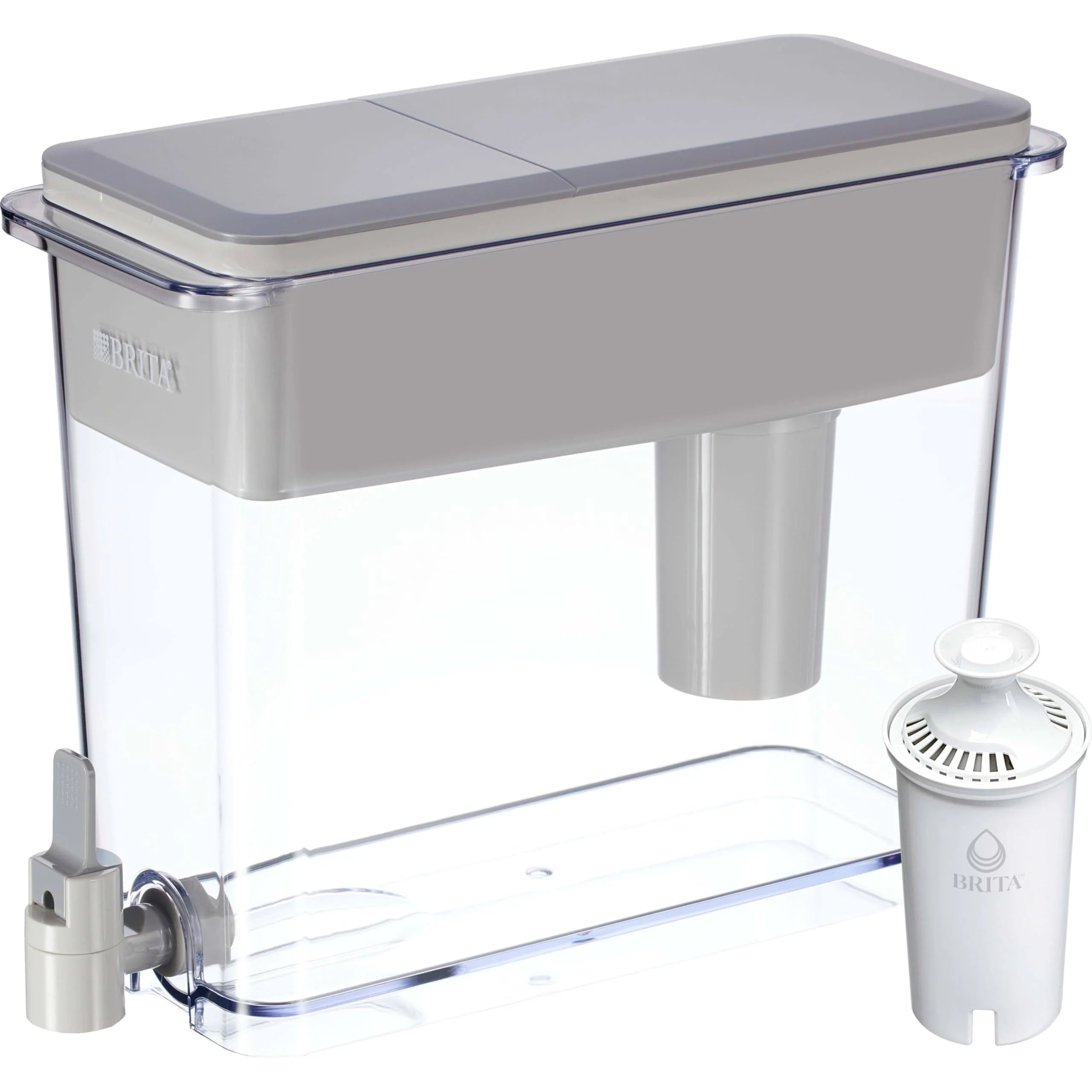 Brita XL Water Filter Dispenser for Tap and Drinking Water with 1 Standard Filter, Lasts 2 Months, 27-Cup Capacity, BPA Free, Grey, Gray