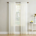 No. 918 Erica Crushed Texture Sheer Voile Curtain Panel, 51" x 95", Eggshell