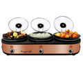 MegaChef Triple 2.5 qt Slow Cooker and Buffet Server in Brushed Copper