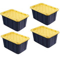 HDX Tough Polypropylene Plastic 27 gal. Storage Tote in Black by HDX (4 Pack)