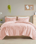 Intelligent Design Malea Shaggy Faux Fur Comforter Set - King - Blush