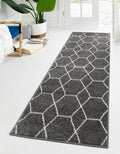 Unique Loom Geometric Trellis Frieze Runner Rug, Dark Gray, 2' x 13'