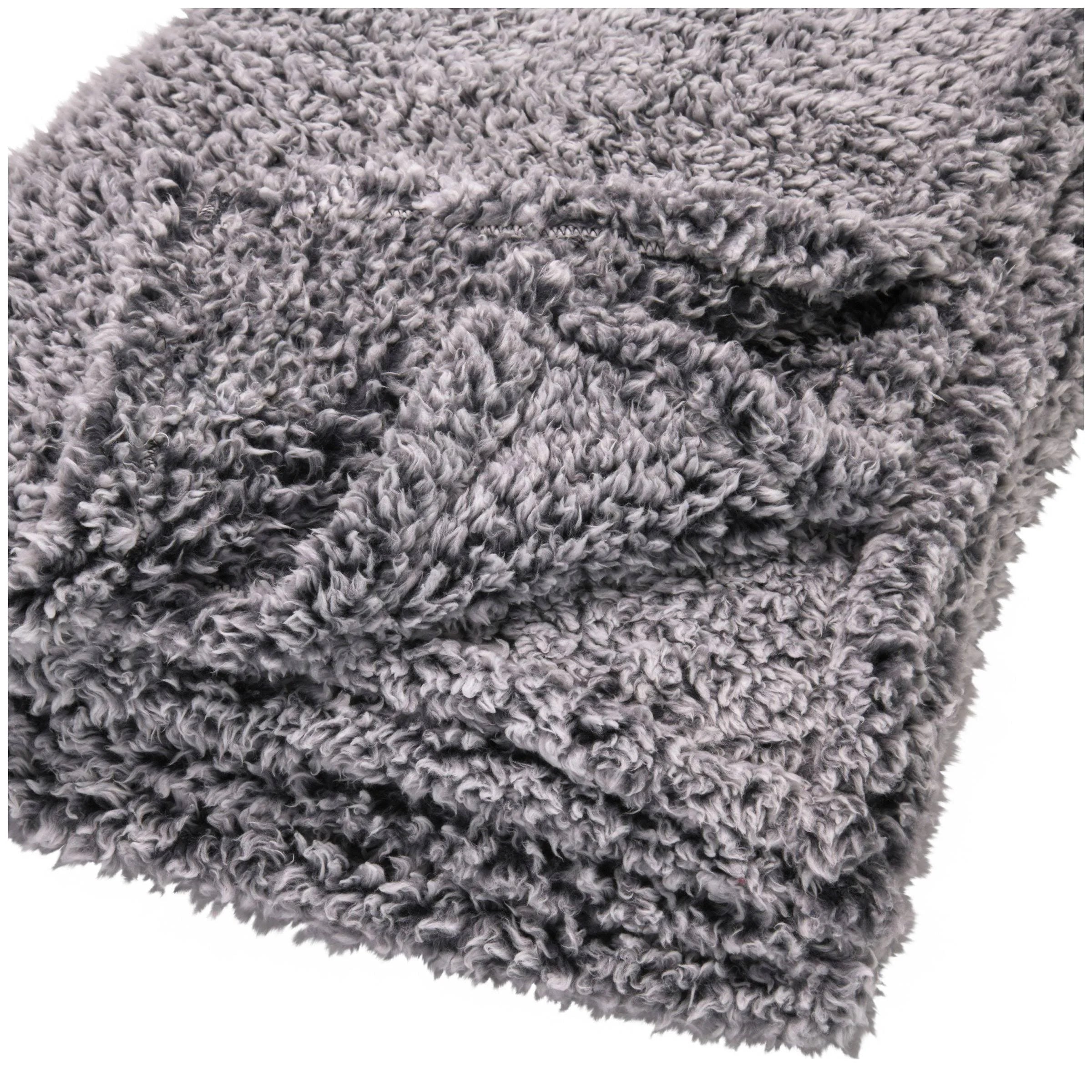 Mainstays 50" x 60" Gray Extra Plush Lightweight Sherpa Throw Blanket