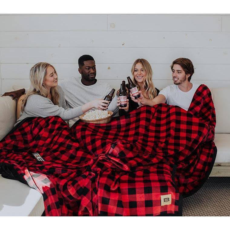 Big Blanket Co Original Stretch Blanket Red Plaid - 120x120 Inches