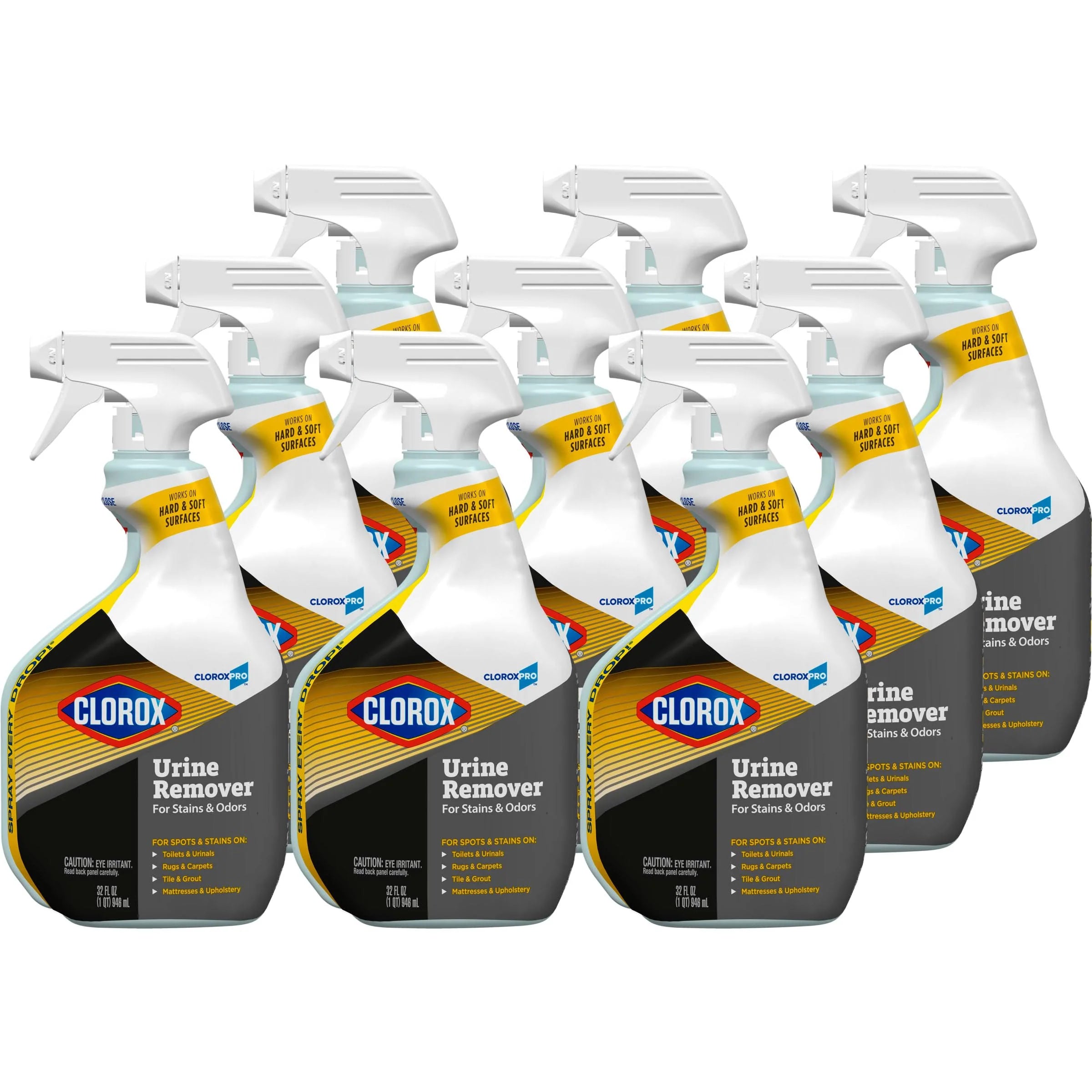 CloroxPro Urine Remover for Stains and Odors Spray - Spray - 32 fl oz (1 quart) - 9 / Carton - White