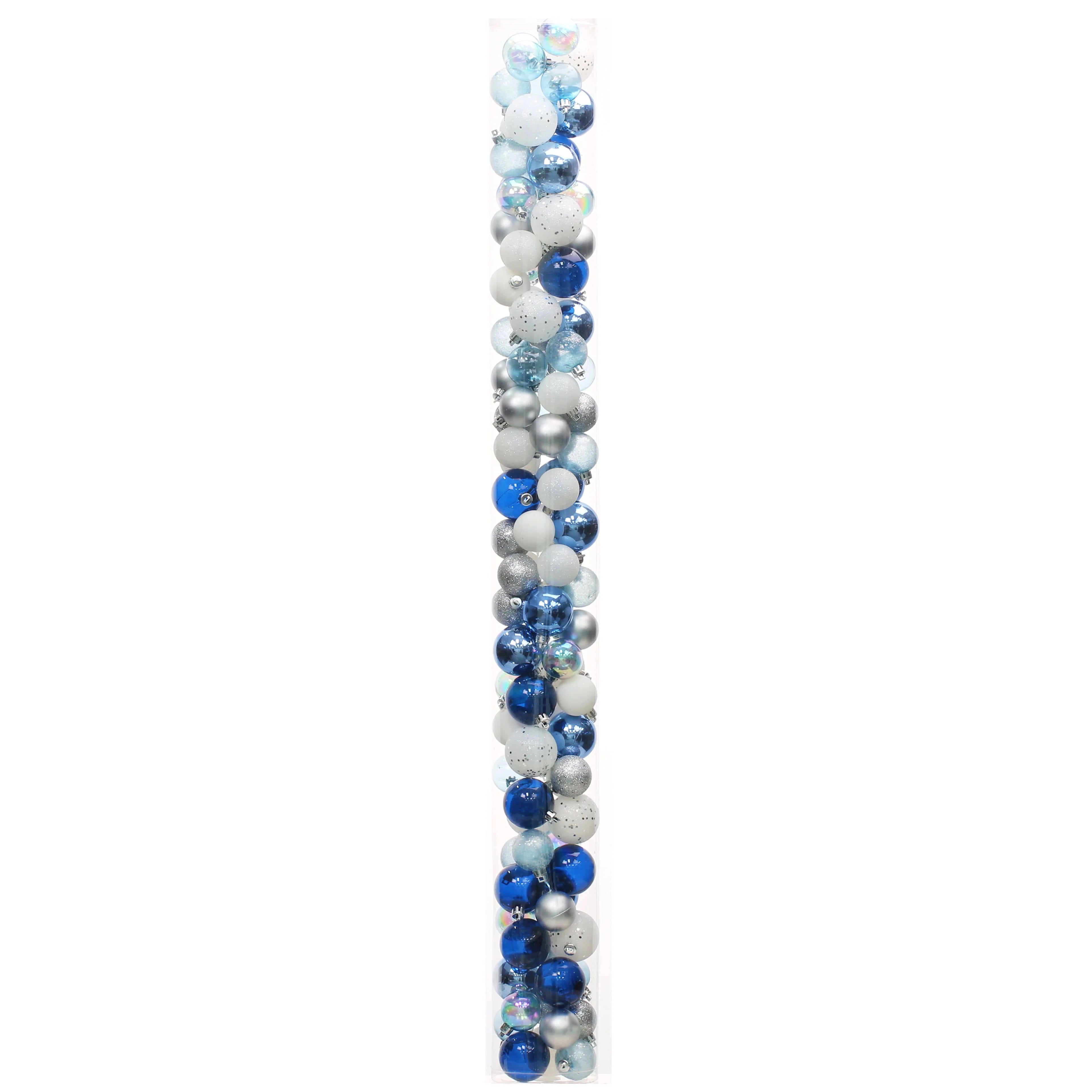 Ashland Silver, Blue & White Shatterproof Ball Ornaments - 100 ct
