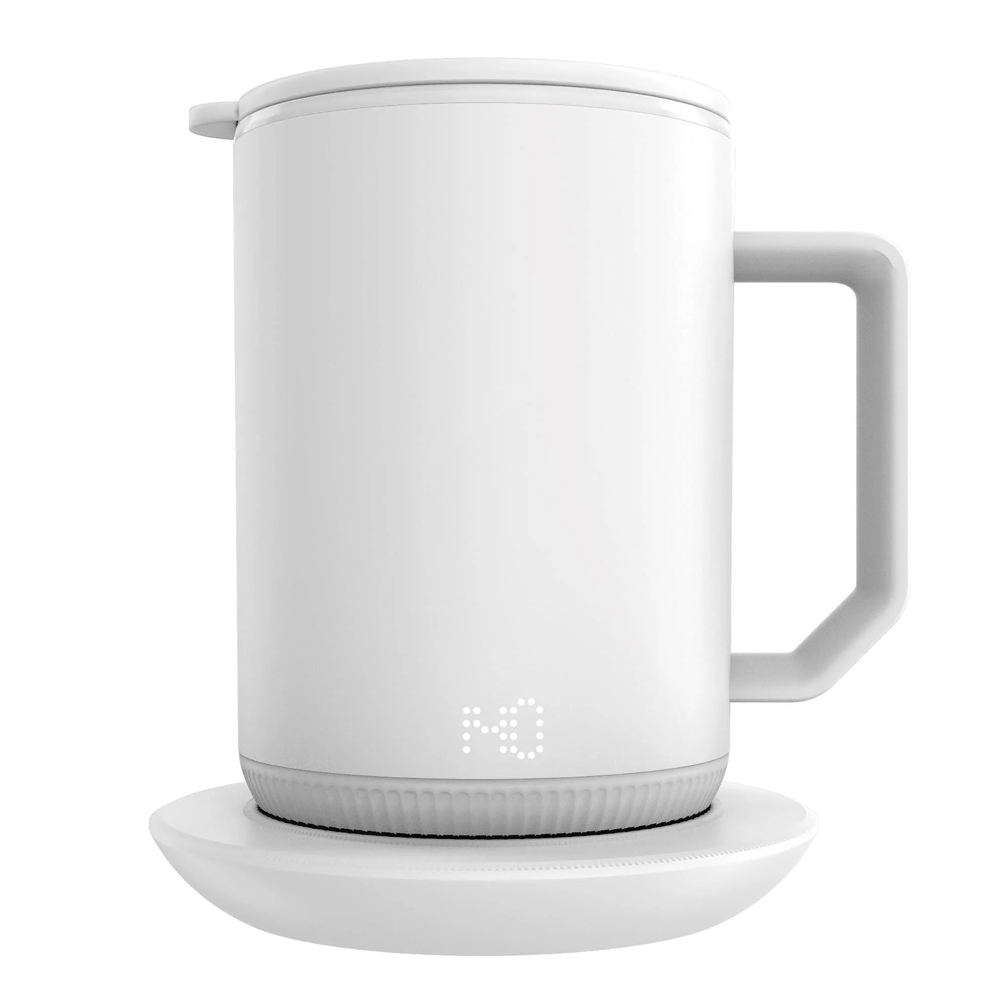 Ionmug & Charging Coaster 12oz. Stainless Steel Self Heating Coffee Mug with Lid, White