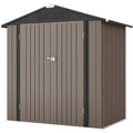 Patiowell 6 ft. W x 4 ft. D Outdoor Storage Brown Metal Shed with Sloping Roof and Double Lockable Door (24.8 Sq. ft.)
