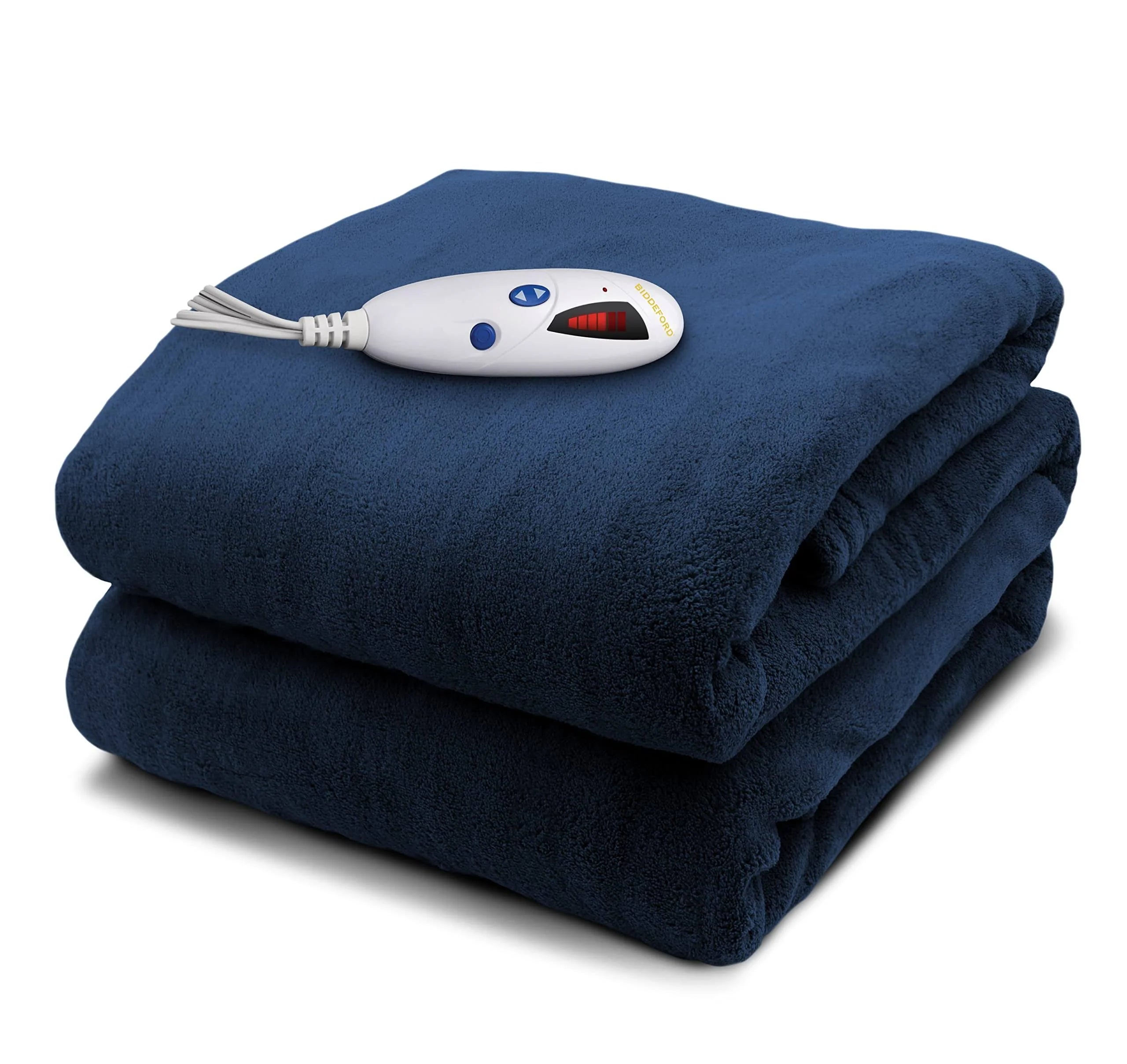 Biddeford Microplush Electric Heated Warming Throw Blanket Navy Blue
