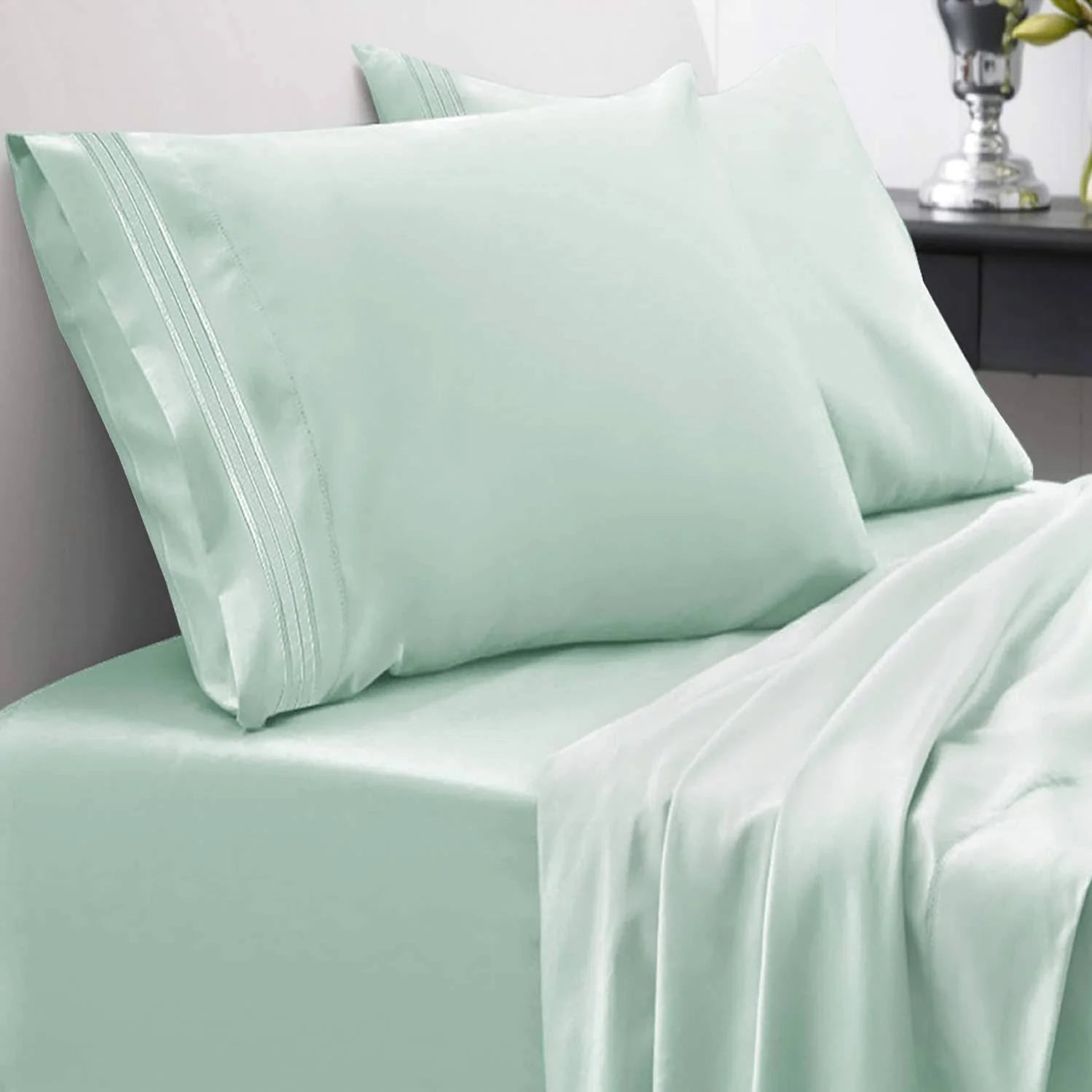 Sweet Home Collection 1800 Series Bed Sheets - Extra Soft Microfiber Deep Pocket Sheet Set - Mint, Queen