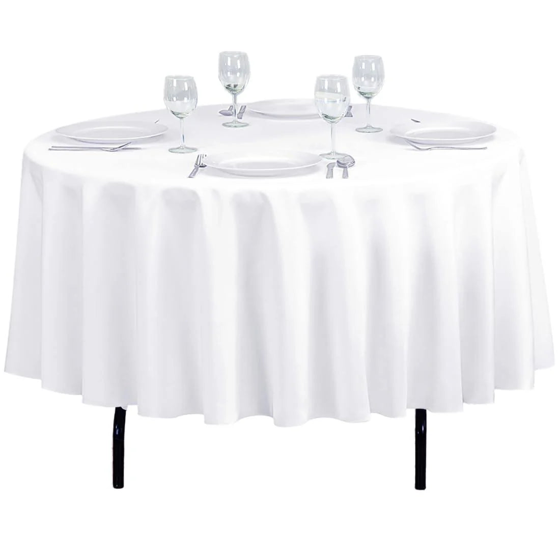 Linentablecloth 90-Inch Round Polyester Tablecloth White