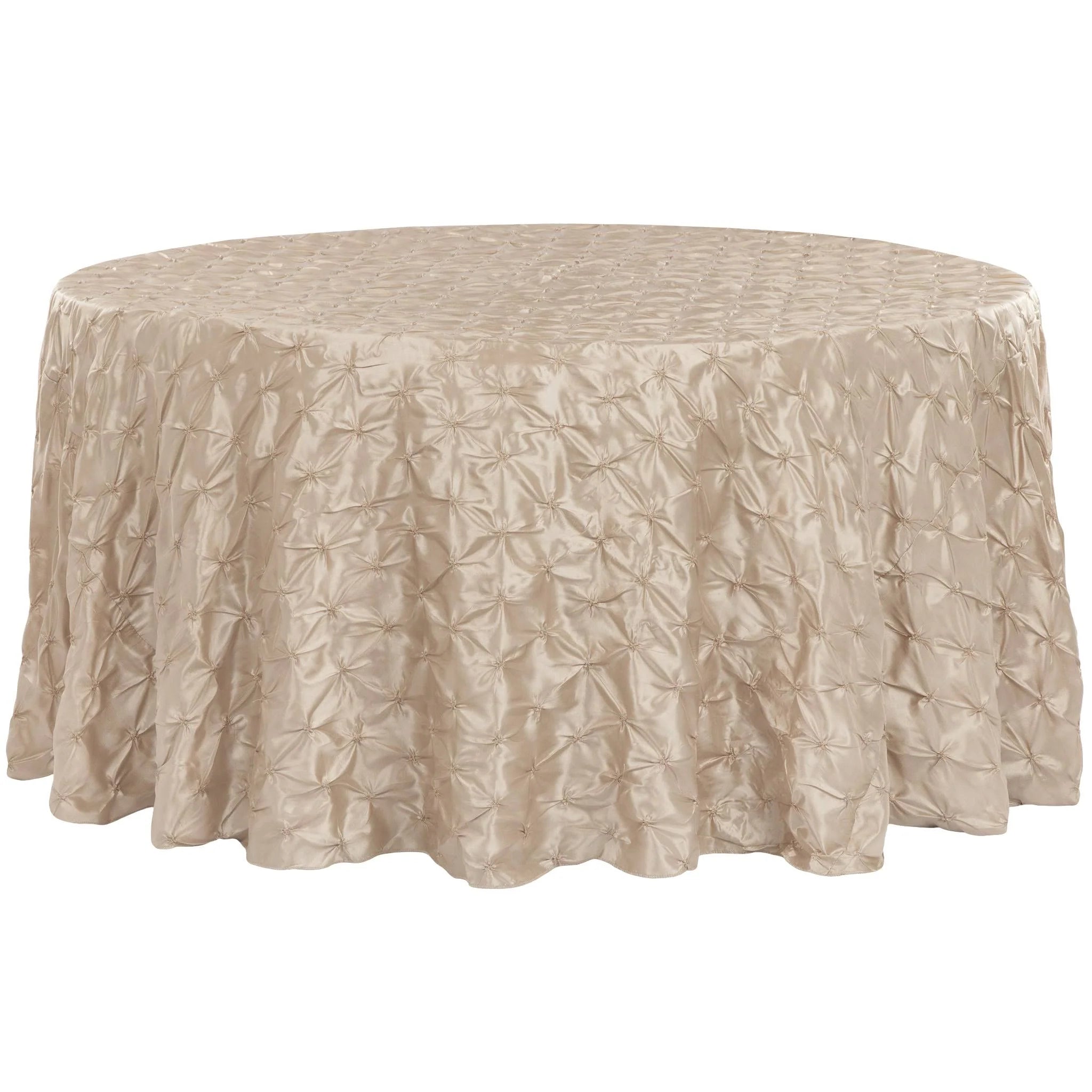 132 in Pinchwheel Round Tablecloth in Champagne | Taffeta | Wedding | Event | Wholesale by CV Linens