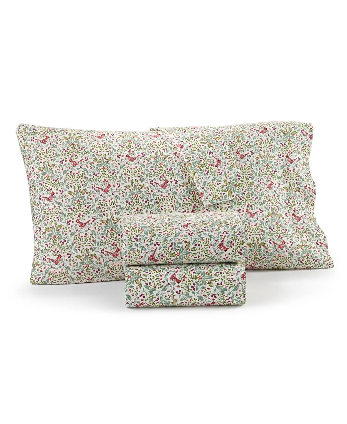 Charter Club Printed Flannel Cotton 4-pc. Sheet Set, King, Created for Macy's - Cardinal